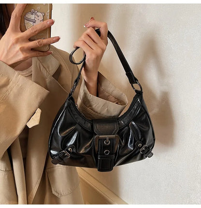 Y2K Retro Pleated Hobo Shoulder Bag for Women