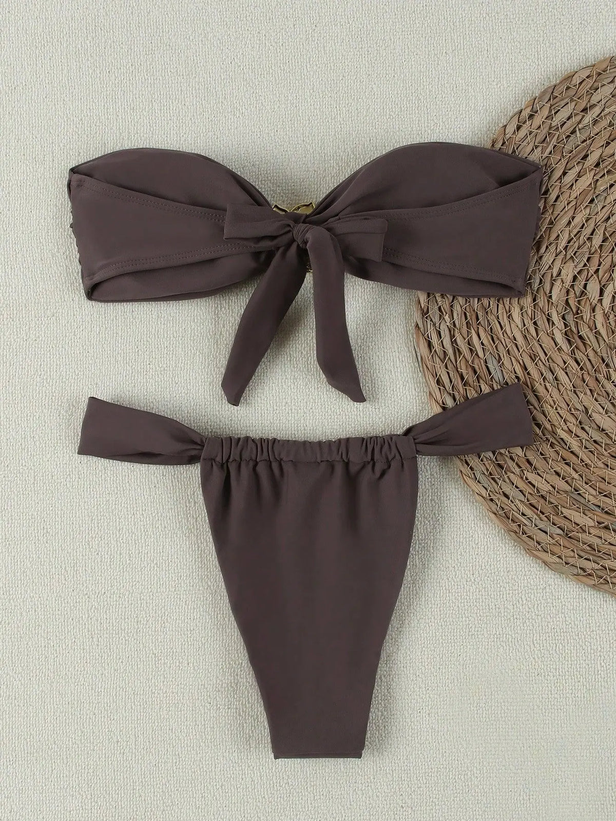 Bandeau Push-Up Bikini Set with Brazilian Thong