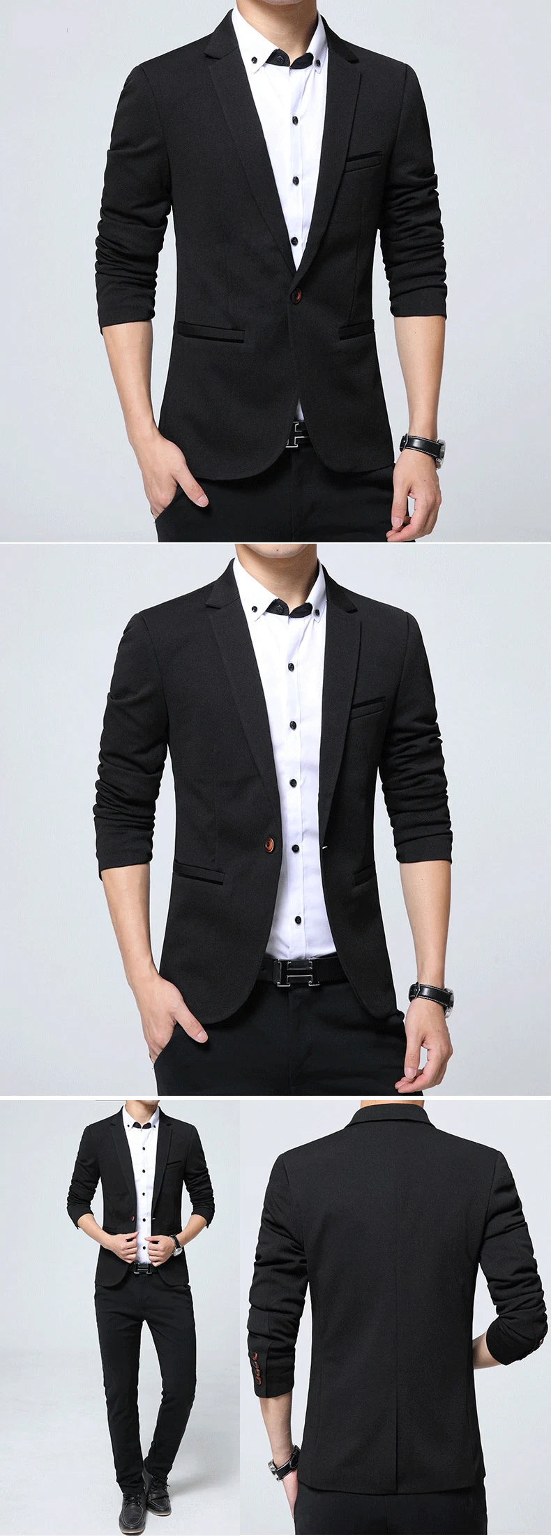 Men's Slim Fit Polyester Suit Blazer for Formal Wear