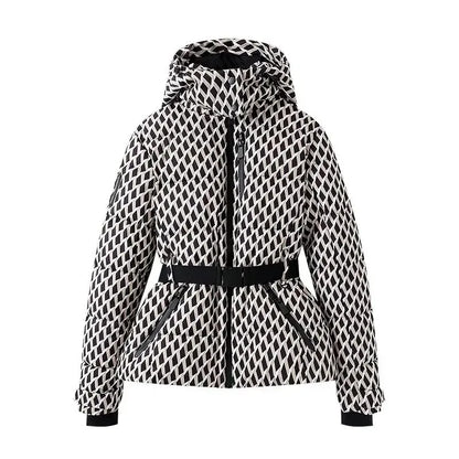 Women's Hooded Padded Winter Parka with Belt
