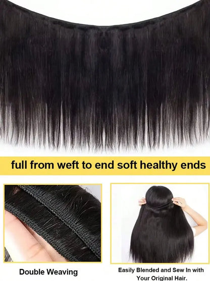 Brazilian Virgin Hair Straight Bundles Natural Black 26 28 30 Inch