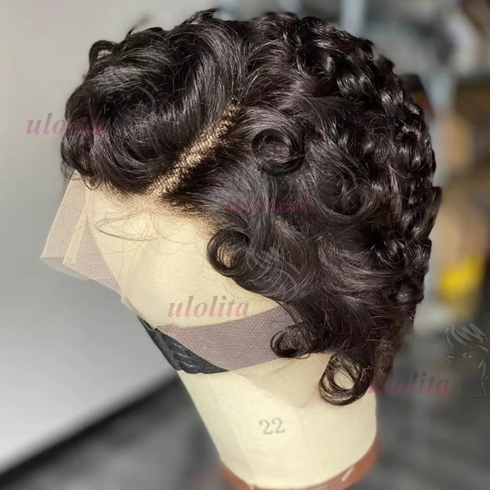 Chioma Curly Pixie Cut Wig Short Bob Human Hair Black