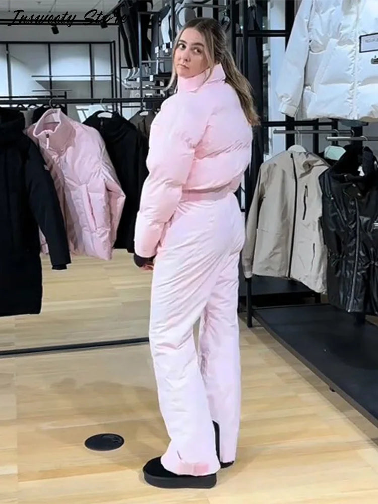 Women's Windproof Thermal Turtleneck Ski Jumpsuit