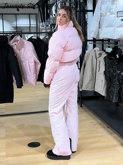Women's Windproof Thermal Turtleneck Ski Jumpsuit