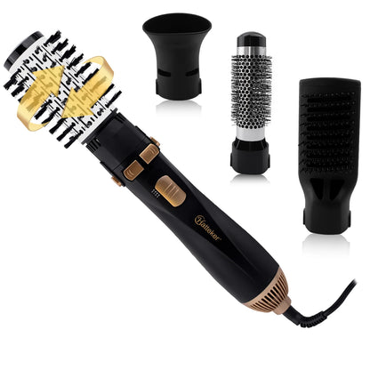 Hatteker 4-Head Hot Air Brush Hair Dryer and Straightener