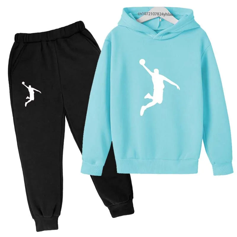 Kids Casual Hoodie and Pants Tracksuit Set