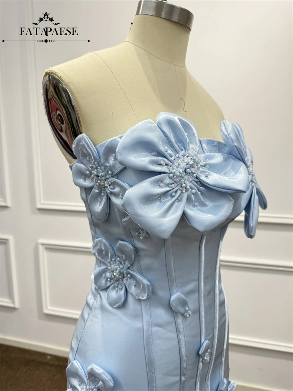 3D Floral Corset Mini Evening Dress with Rhinestones