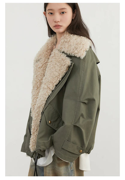 Cotton Motorcycle Jacket for Women Casual Retro Style