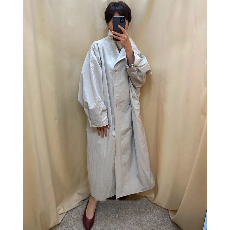 Women's Windproof Trench Coat Loose Fit Overcoat