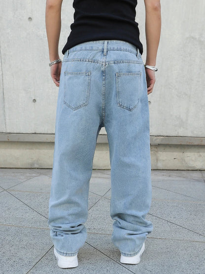 Men's Baggy Denim Jeans Casual Loose Straight Pants
