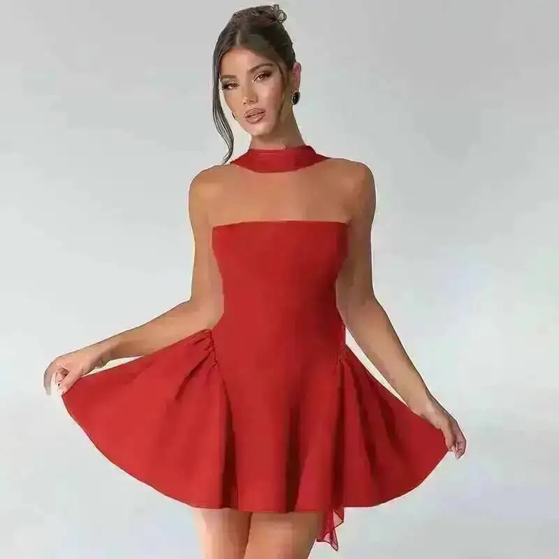 Avrilyaan Off Shoulder Backless A-line Mini Dress