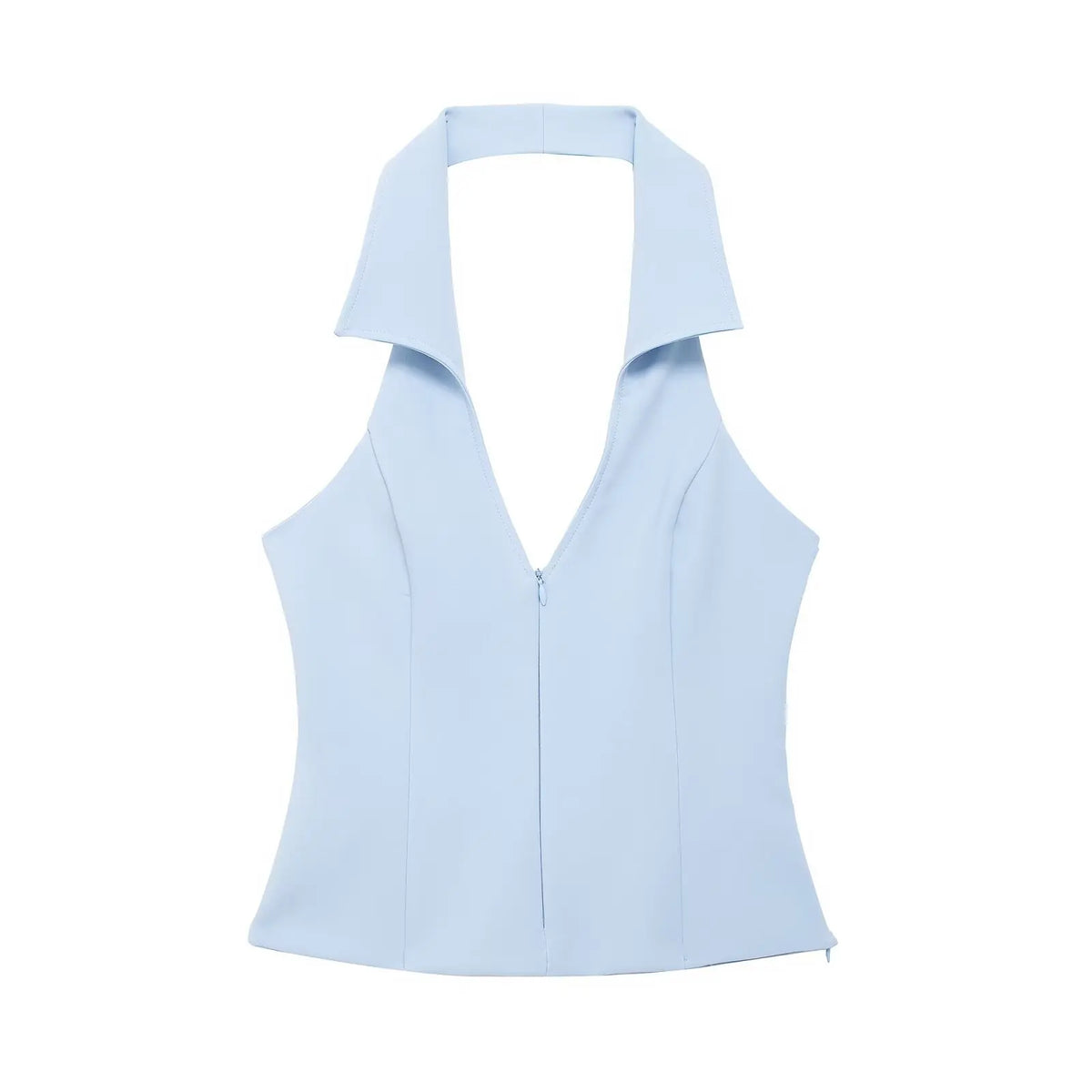 Women Summer 2 Piece Set V-Neck Backless Zipper Top