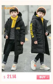 Children's Hooded Parka Down Jacket with Dinosaur Design
