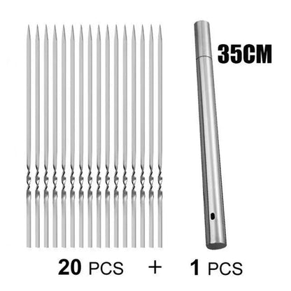 20 Pcs Stainless Steel Rotatable Barbecue Skewers
