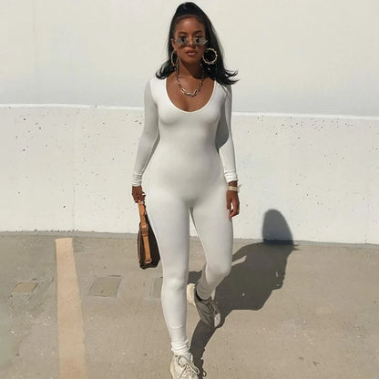 Dulzura Women Long Sleeve Bodycon Jumpsuit Overall