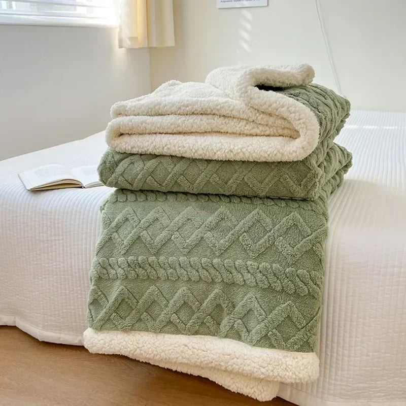 Soft Woolen Blanket, 100% Polyester, Striped Design