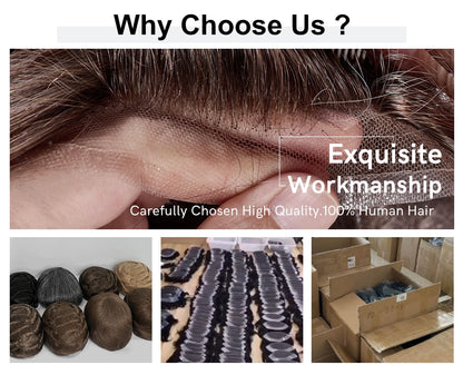 Curly Human Hair Toupee for Men Full PU Natural Color