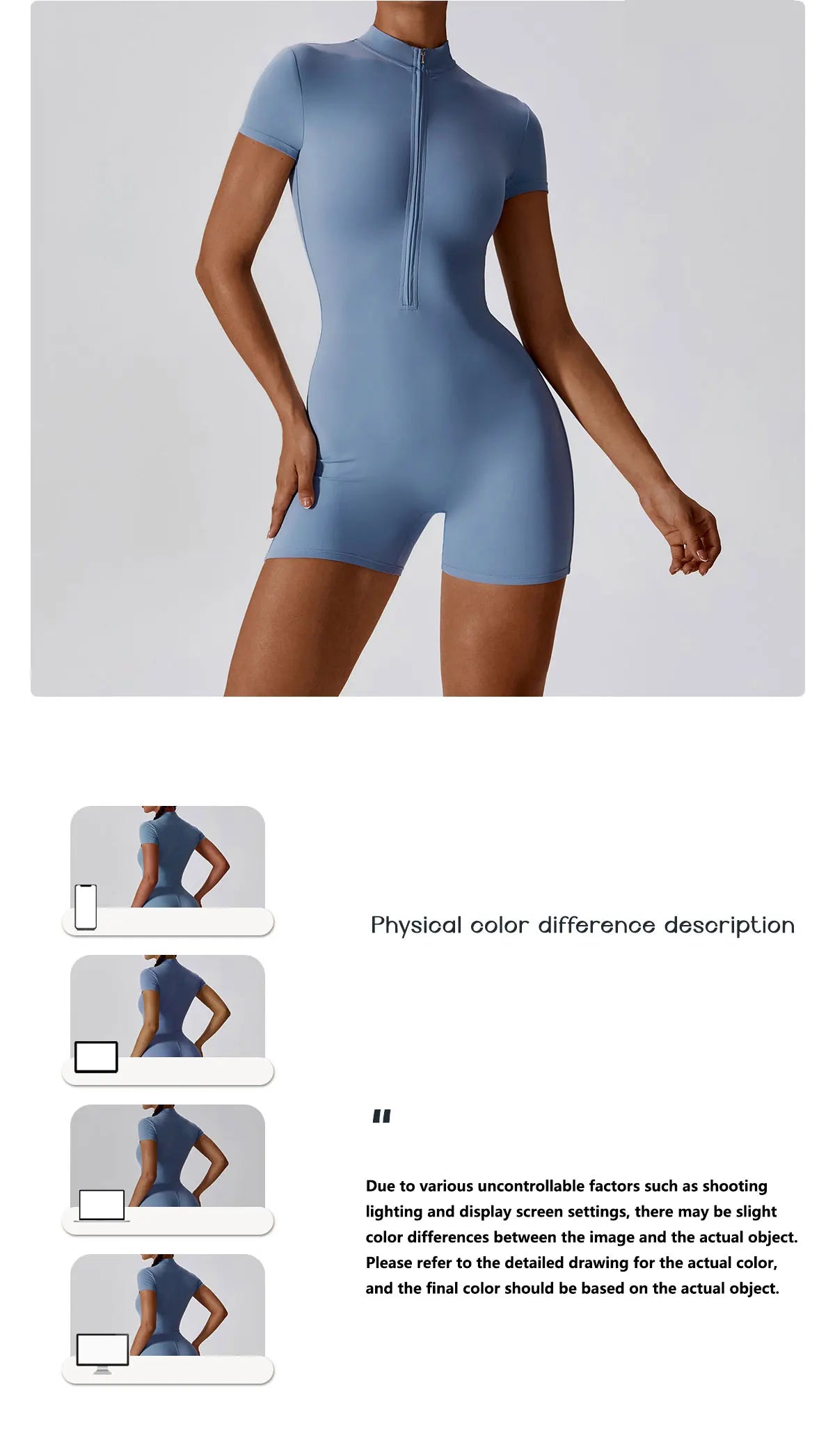 Summer Zipper Short Sleeve Yoga Bodysuit for Women