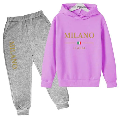 Kids Pullover Hoodie and Pants Tracksuit Set