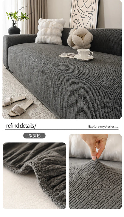 Jacquard Sofa Cover Thick Elastic for L-Shaped Sofa