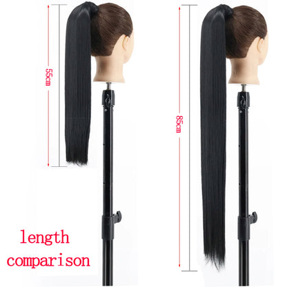 Long Straight Clip-in Ponytail Hair Extension Black