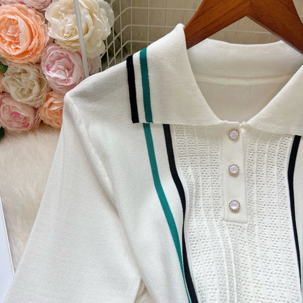 Women Knitted Mini Dress with Ruffles