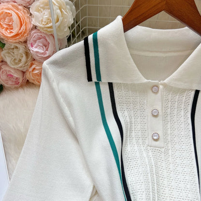 Women Knitted Mini Dress with Ruffles