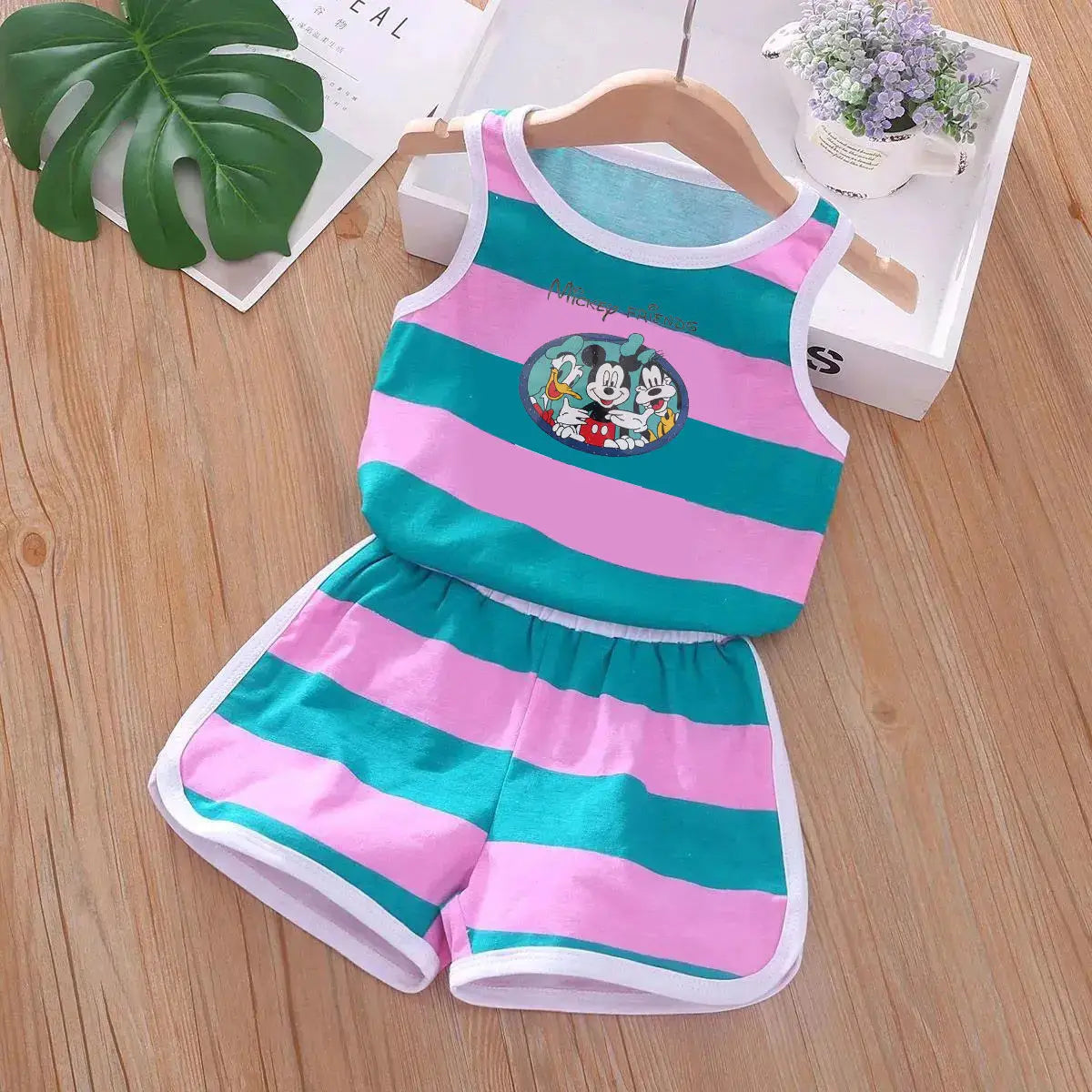 Cartoon Printed Vest and Shorts Set for Kids