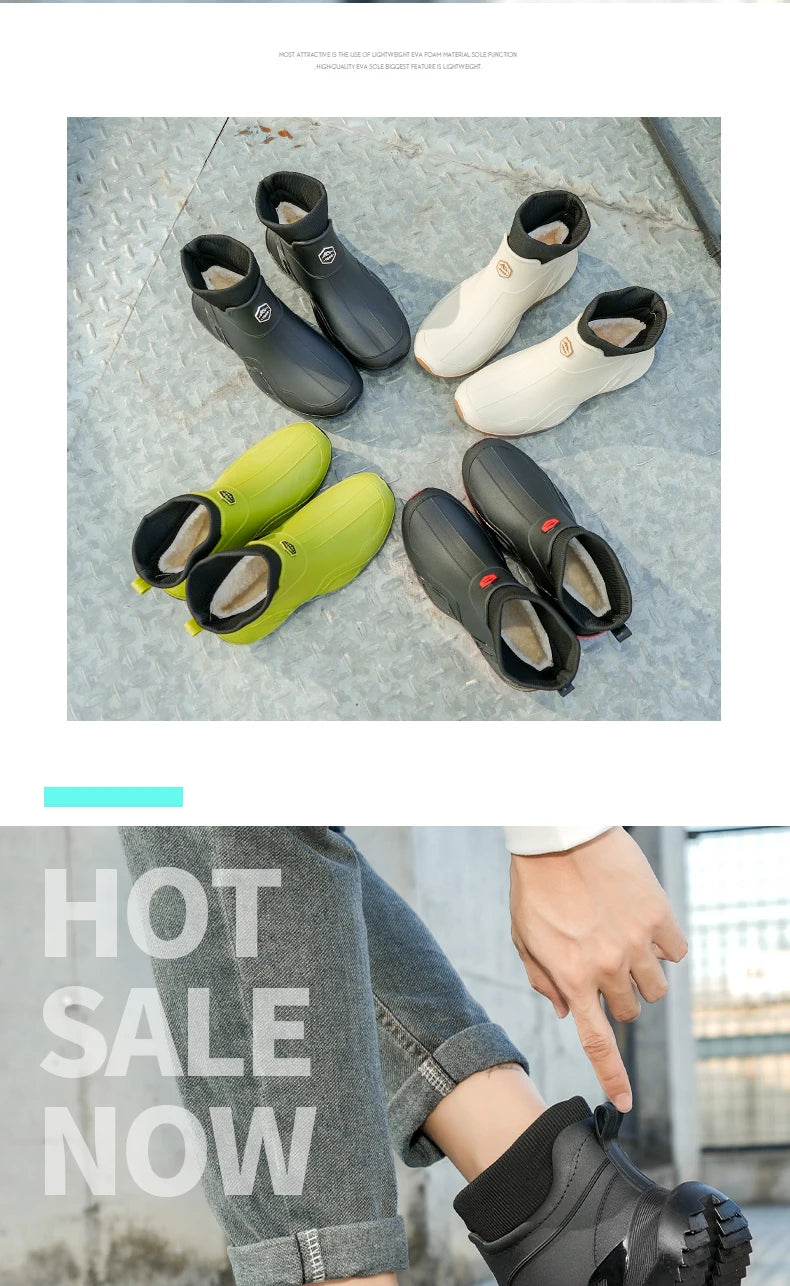 Men's Waterproof Fleece-Lined Rain Boots