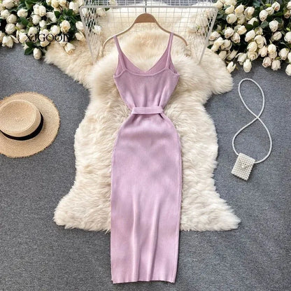 YuooMuoo Women Knitted Bodycon Dress with Cut Out Waist