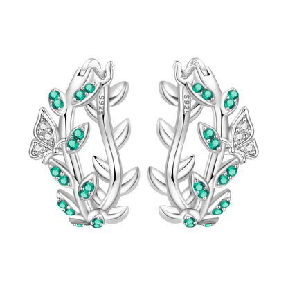 S925 Sterling Silver Iris Flower Hoop Earrings for Women