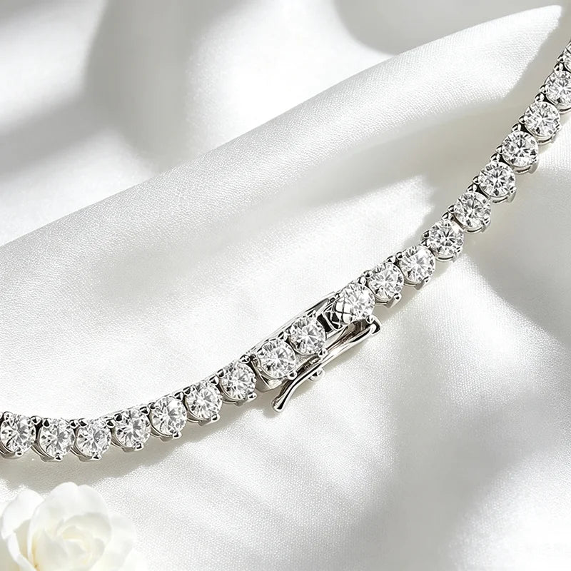 Moissanite Tennis Necklace in 925 Sterling Silver