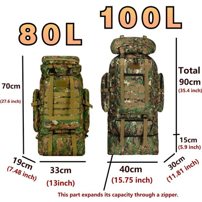 80L Tactical Mountaineering Backpack for Hiking Camping