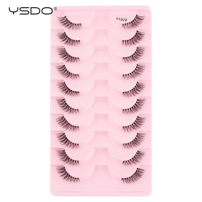 YSDO 5/10 Pairs Natural Soft Black Half Lashes