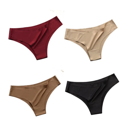 4PCS Seamless Brazilian Panties Cool Ice Silk Low Waist