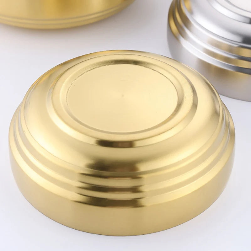 Stainless Steel Double Layer Cold Noodle Bowl Gold Silver