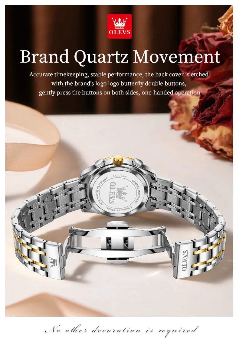 OLEVS 2858 Luxury Quartz Women Watch with Diamonds