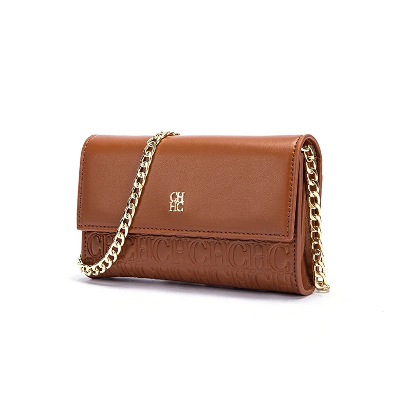 Brown PU Messenger Bag with Magnetic Flip Closure
