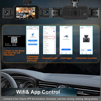 4 Channel WiFi Car DVR Dashcam with 360 Degree Recording