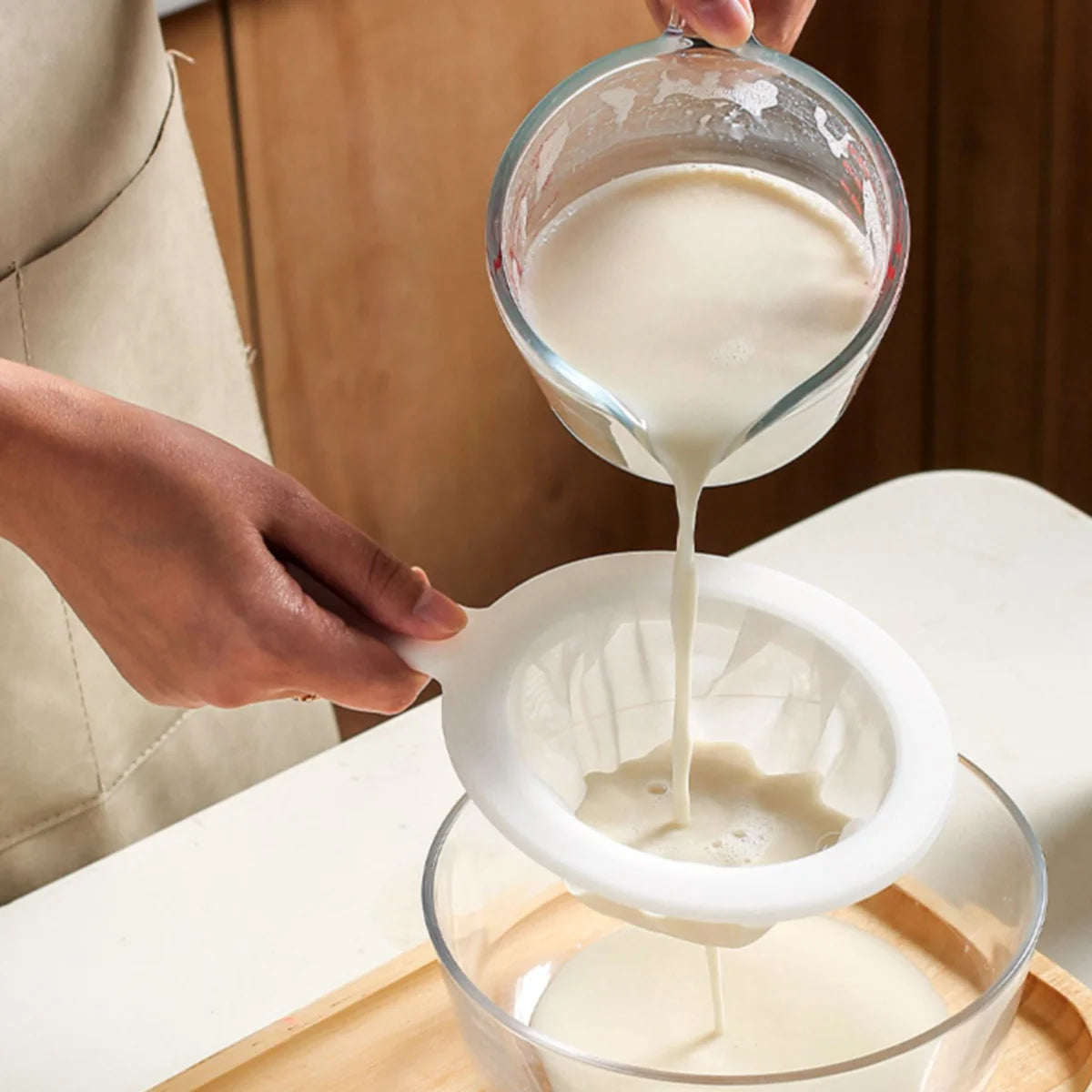 Nylon Mesh Kitchen Nut Milk Filter Spoon