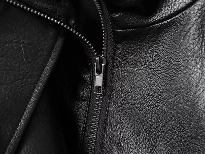 Faux Leather Oversize Bomber Jacket for Women