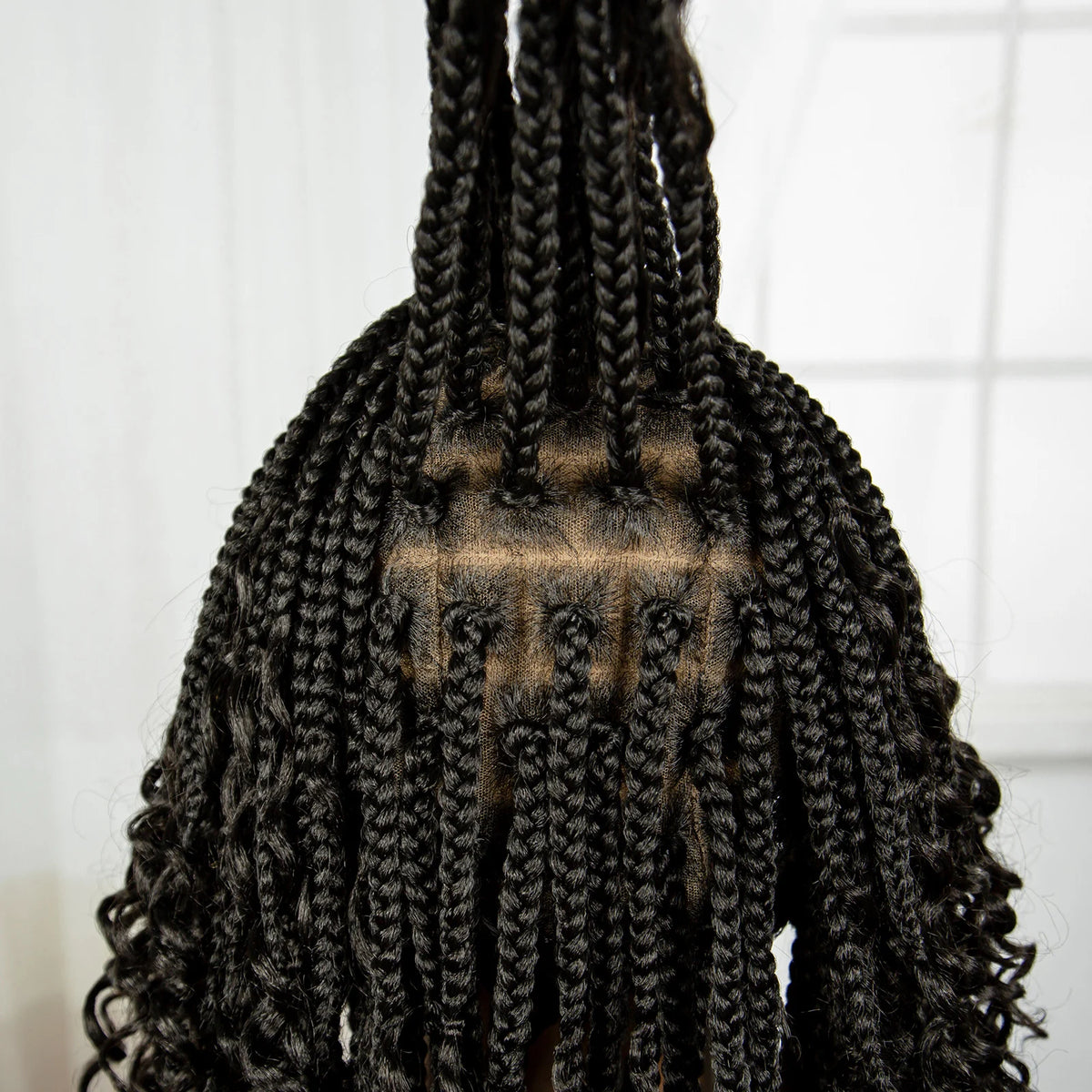 Knotless Box Braided Wigs with Curly Ends 16 Inches Synthetic