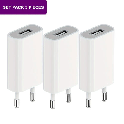 3pcs EU Plug USB Wall Charger 5V 1A Travel Adapter