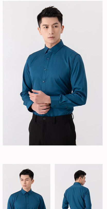 Men's Slim Fit Solid Color White Dress Shirt