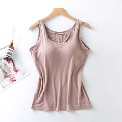 Women's Slim Fit Tank Top with Built-In Bra