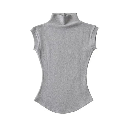Women Summer Turtleneck Sleeveless Slim Fit Top