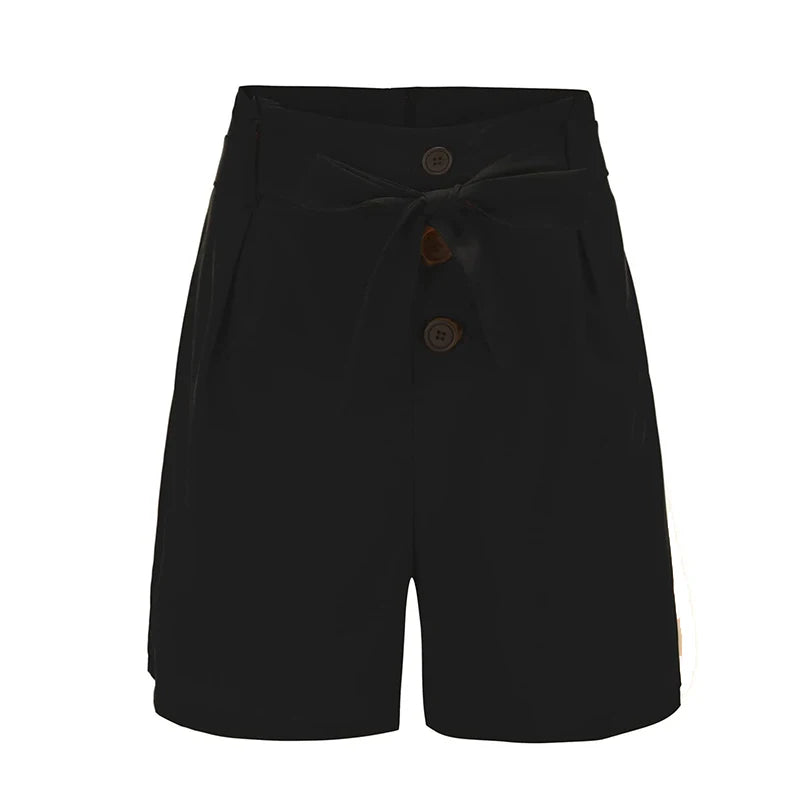 Y2K Solid Button Front Tie Waist Shorts for Women
