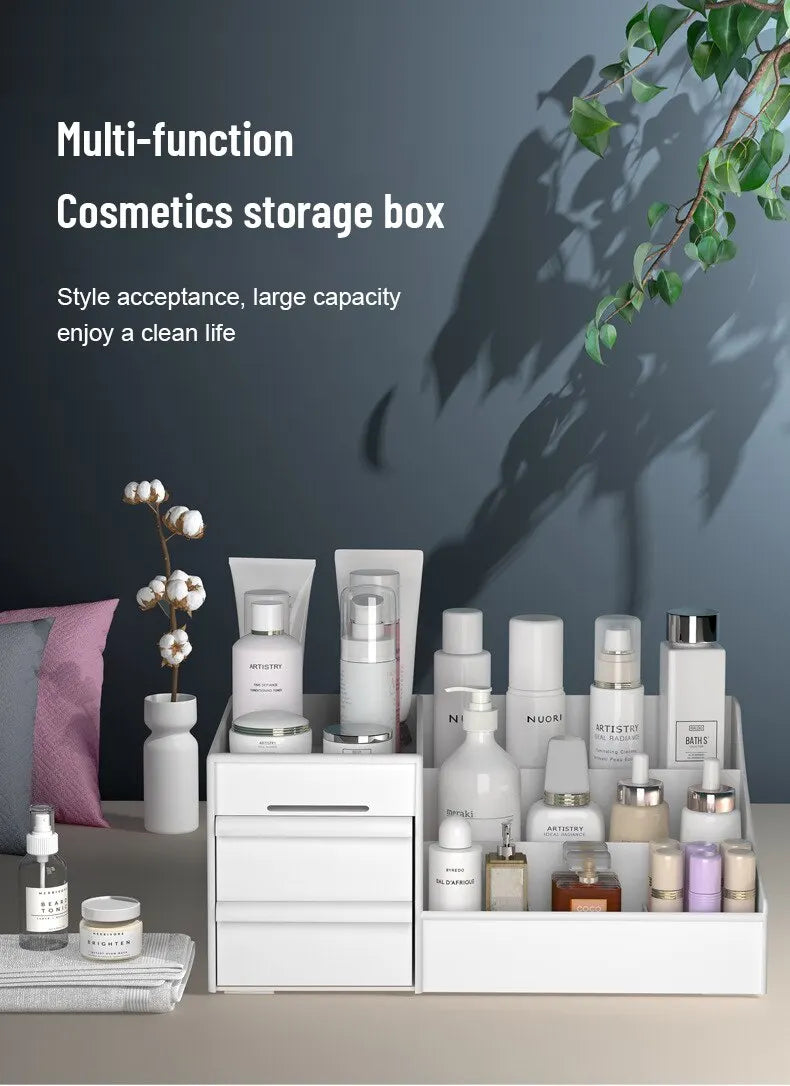 White Plastic Drawer Makeup Storage Box