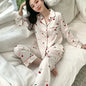 Girls' Long-Sleeved Lace Green Silk Pajamas Set