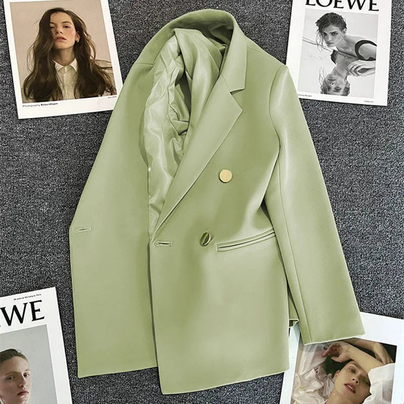 Women Double-Breasted Blazer Casual Suit Jacket